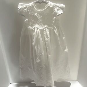 Mudpie Baby Girls Christening Baptism Gown 0-6M White Embroidered Lace Long Dres